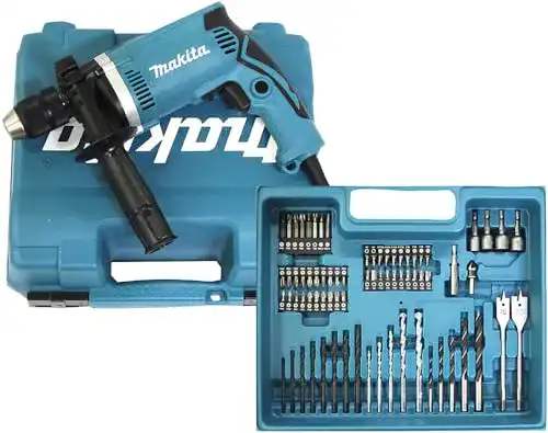 Schlagbohrmaschine Makita HP1631KX3 im Koffer, 710 W + 74tlg.