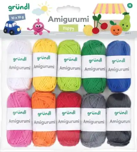 Wolle Gründl Amigurumi-Set, Buntstiftfarben, 10 Knäuel á 10 g