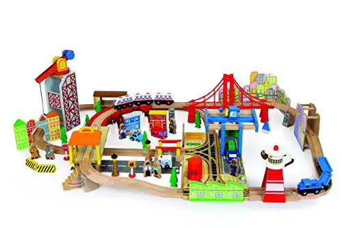 Holzeisenbahn Small Foot by Legler Bahnset Hafen aus Holz, set