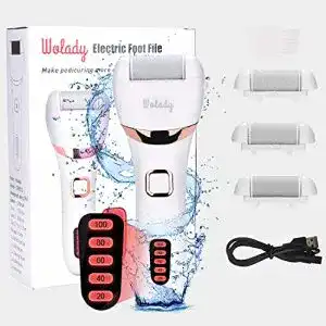 Hornhautentferner Wolady Elektrischer Hornhaut Entfernung Elektrische Fußfeile Fußpflege wasserdicht USB wiederaufladbar mit 3 Ersatzrollen