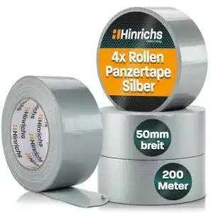 Panzertape Hinrichs 4 Rollen Klebeband Silber Panzerband