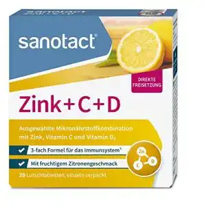Vitamine (hochdosiert) sanotact Zink+C+D, 20 Zink Lutschtabl.
