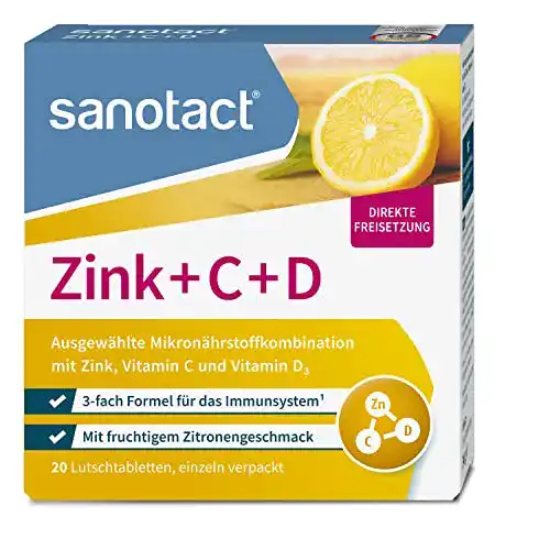Vitamine (hochdosiert) sanotact Zink+C+D, 20 Zink Lutschtabl.