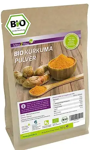 Bio-Kurkuma-Pulver Vita2You Kurkuma Pulver Bio 750g