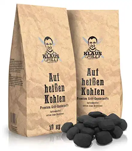 Kokos-Briketts Klaus grillt auf heißen Kohlen Cocos Grillketts 20kg