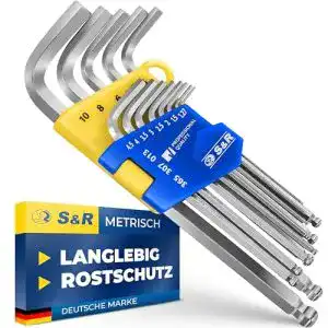 Innensechskantschlüssel S&R Satz HX mit Kugelkopf, LANG, 13-tlg
