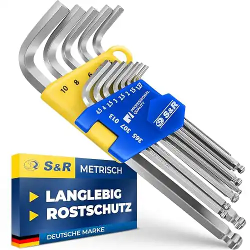 Innensechskantschlüssel S&R Satz HX mit Kugelkopf, LANG, 13-tlg