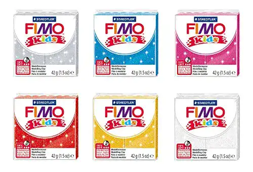 Fimo-Knete Staedtler 8030 AMZ 07 Fimo Kids Glitter, 6 Blöcke