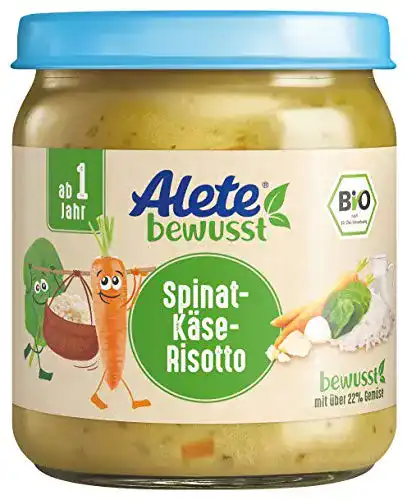 Alete-Babynahrung Alete bewusst Spinat-Käse-Risotto, ab 1 Jahr
