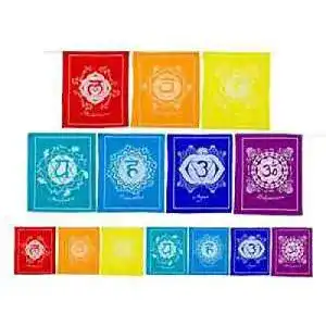 Gebetsfahne Panotophia Strang mit Chakrasymbole 7 Chakra