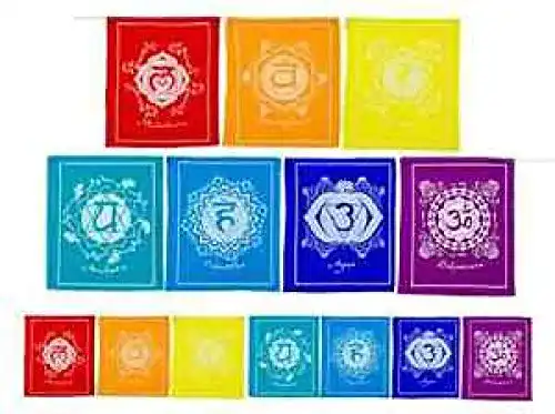 Gebetsfahne Panotophia Strang mit Chakrasymbole 7 Chakra