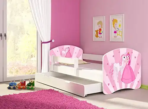 Prinzessinnen-Bett CLAMARO ‘Fantasia Weiß’ 140 x 70, Set