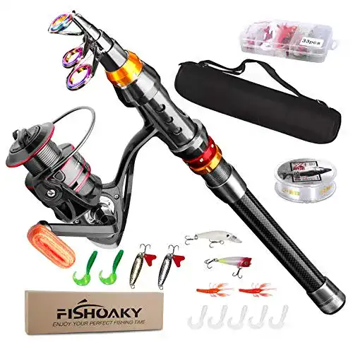 Angel FISHOAKY rute Teleskoprute, Fishing Rod, Carbon Fiber ruten n Rute Pole für Salzwasser Süßwasser