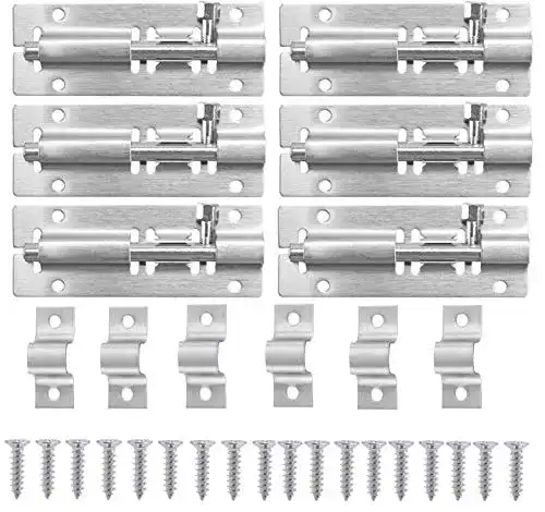 Türriegel Linseray 6 Stück , Edelstahl Riegelschloss Klein, 3 Inch
