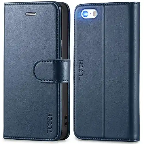 iPhone-SE-Hülle TUCCH iPhone 5s Hülle, 3 Kartenfächer, Magnet