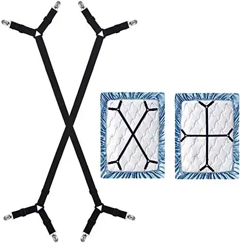 Bettlakenspanner WADEO Verstellbar, elastische, schwarz, 2 Stück