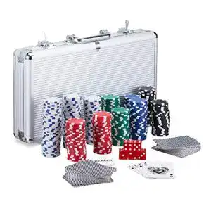 Jetons Relaxdays Pokerkoffer, 300 Laser Pokerchips, 2 Kartendecks