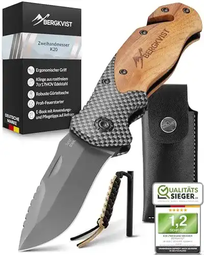 Bergkvist-Messer BERGKVIST ® K20 Klappmesser mit Holzgriff