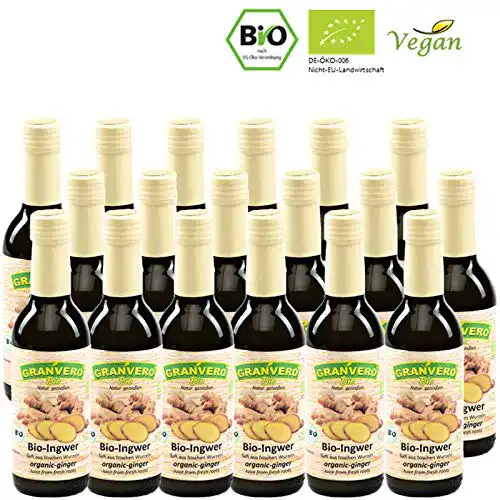 Ingwersaft Granvero ® Bio Ingwer Saft, 99 % Ingwer, 4 Flaschen