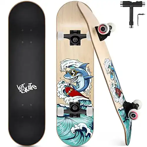 Skateboard Funxim , Komplettboard 31 x 8 Zoll s mit Doppel-Kick