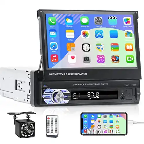 Autoradio-1-DIN-mit-Bildschirm NHOPEEW Bluetooth GPS Navi