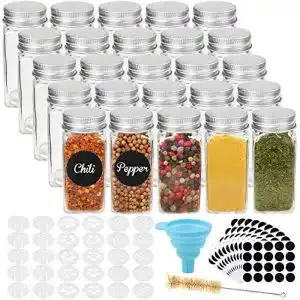 Gewürzgläser CDWERD 25 Stück 4oz Quadratisch, Silikon Trichter