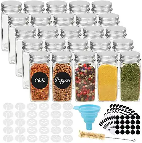 Gewürzgläser CDWERD 25 Stück 4oz Quadratisch, Silikon Trichter