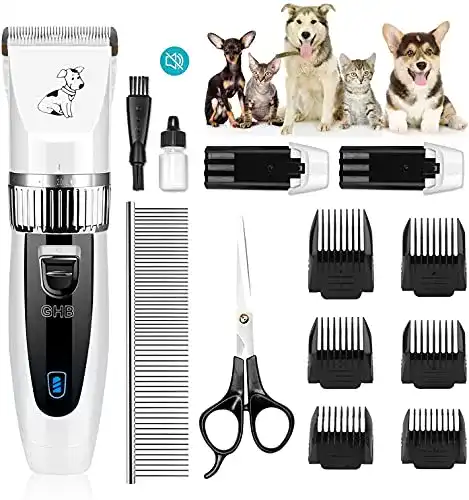 Hundeschermaschine GHB, 6 Aufsätze, 2 wiederaufladbare Akku