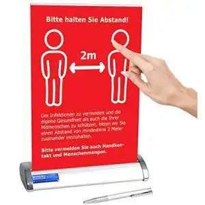 Abstand-halten-Aufsteller Displayhersteller Roll Up Mini DIN A4