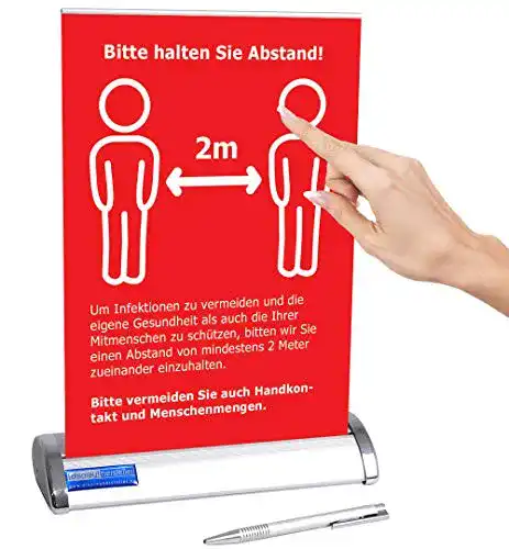 Abstand-halten-Aufsteller Displayhersteller Roll Up Mini DIN A4