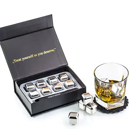 Edelstahl-Eiswürfel Amerigo, Geschenkset, 8 Whisky Eiswürfel