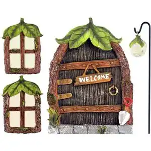 Feentür ALEMIN Garten Feen-Tür und -Fenster für Bäume, 14cm