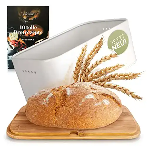Brotkasten klein ScheGa Premium Brotkasten Weiß Bambus