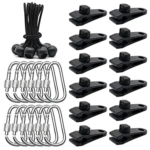 Planenclips YancLife 36pcs Zelt Clips und Karabiner
