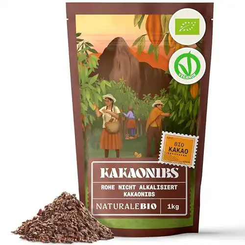 Kakaobohnen NaturaleBio Roh Kakao Nibs Bio 1Kg. Organic Raw