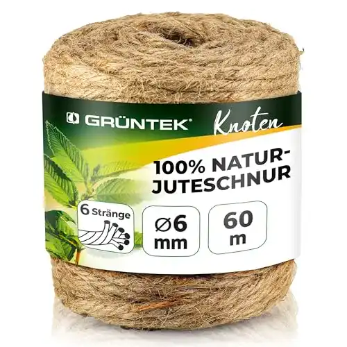 Juteseil GRÜNTEK Garten Juteschnur 6mm Dicke, Bindegarn