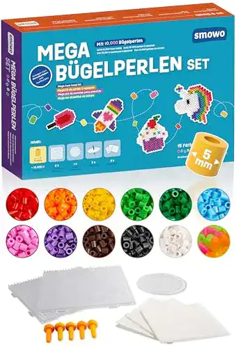 Bügelperlen Smowo ® Mega Set mit 10.000 Perlen, 15 Farben