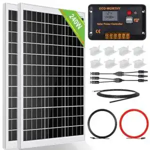 Solaranlage ECO-WORTHY 240 Watt Kit Off-Grid System: 2 Stück