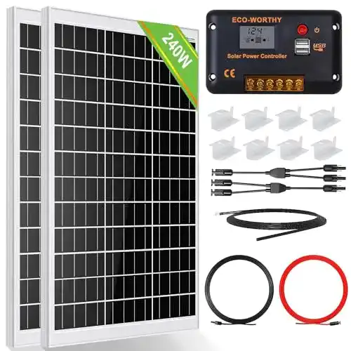 Solaranlage ECO-WORTHY 240 Watt Kit Off-Grid System: 2 Stück