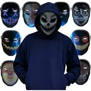 LED-Maske KKTECT LED Leuchtmaske Gruselig mit Bluetooth App
