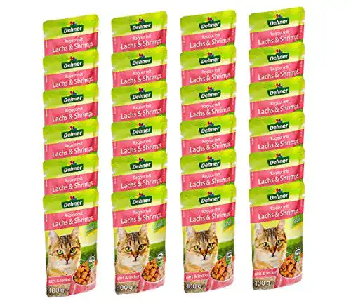Dehner-Katzenfutter Dehner Ragout Adult Lachs und Shrimps, 24x