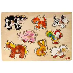 Holzpuzzle goki 57873 – Steckpuzzle – Bauernhof VII