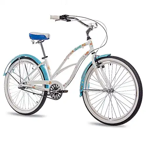 Beach-Cruiser CHRISSON 26 Zoll Beachcruiser Sandy Weiss blau