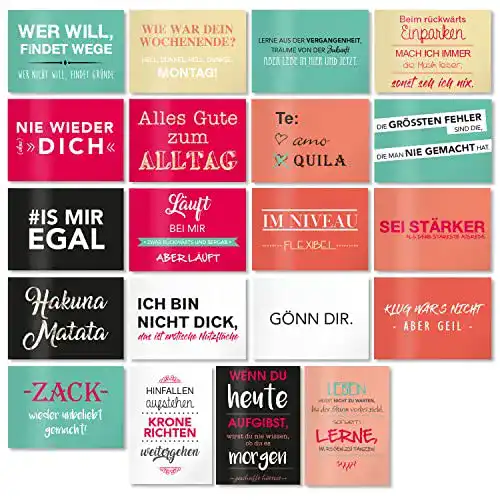 Spruchkarten younikat 20er-Postkarten-Set in Bunt mit witzigen