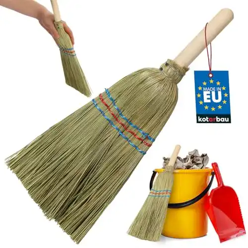 Strohbesen KOTARBAU ® Mini Reis 20 cm mit Holzstiel 10 cm