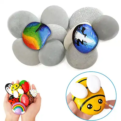 Steine zum Bemalen KEKAFU 10 Stück , 5-7 cm Kiesel Flach, Natur