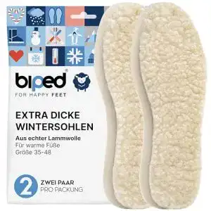 Thermosohlen biped extra dicke Lammwoll Sohlen im 2 Paar Set