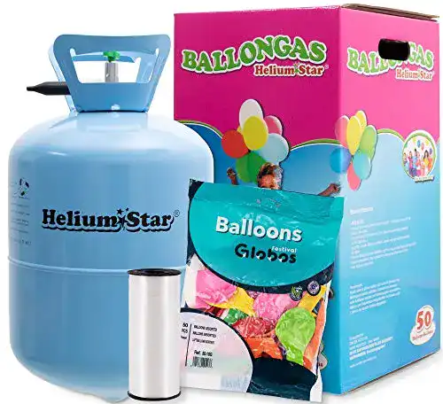 Ballongas Helium Star Helium + 50 Bunte Latexballons