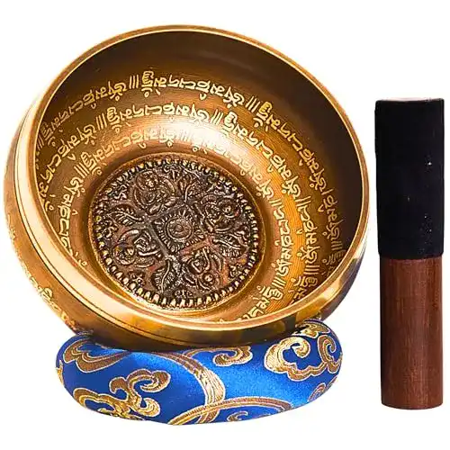 Klangschale Hātakāma Nēpāla aus Nepal – 5 Metalle – Rosenholz