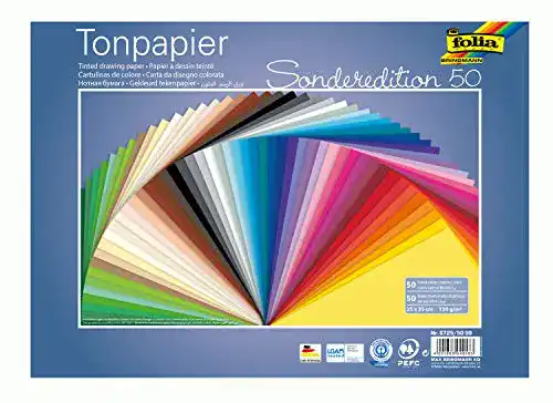 Bastelpapier folia 6725/50 99 – Tonpapier Mix, 25 x 35 cm, 130 g/qm